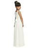 Square Neck Beaded Ivory Pleated Chiffon Junior Bridesmaid Dress